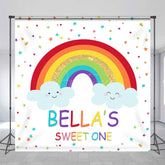 Aperturee - Aperturee Colorful Stars Rainbow Sweet One Custom Name Backdrop